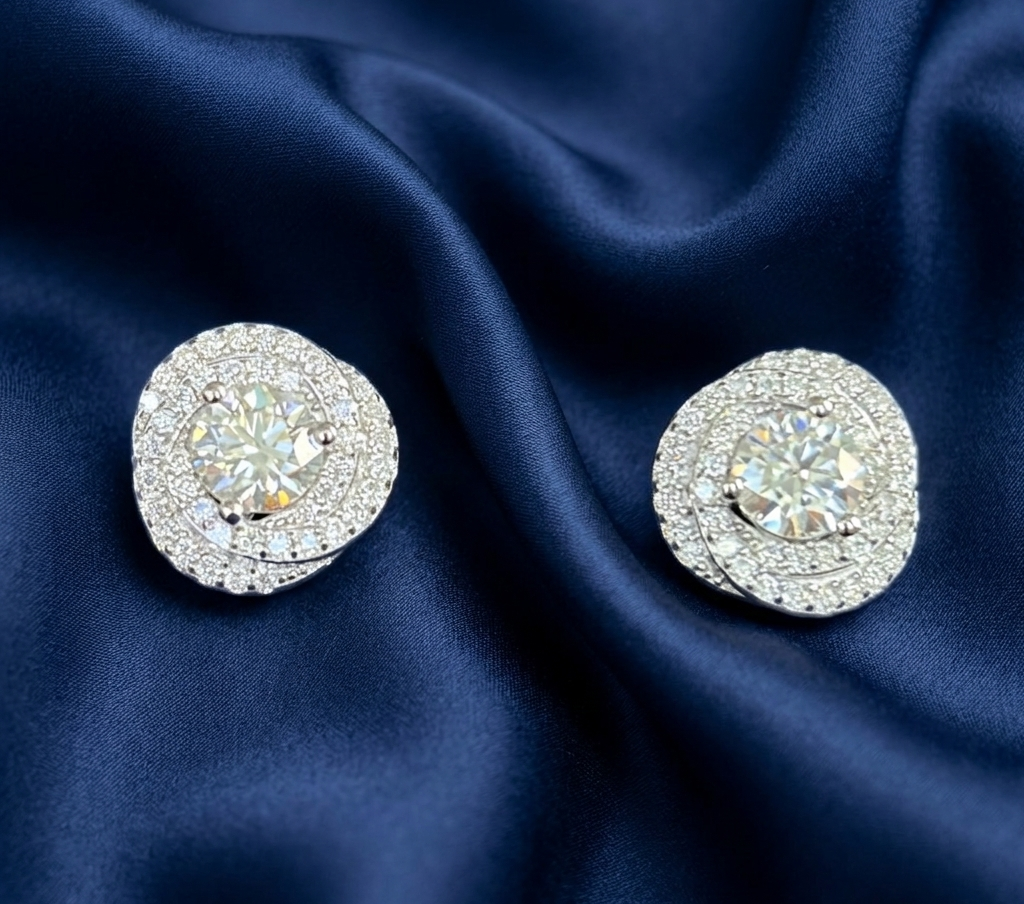 Vintage-Inspired Moissanite Swirl Stud Earrings | Solid S925 Sterling Silver