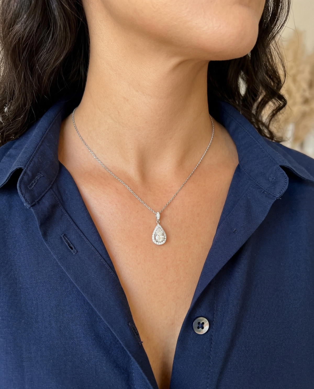 1.5ct Pear Cut Moissanite Teardrop Necklace | Solid S925 Sterling Silver