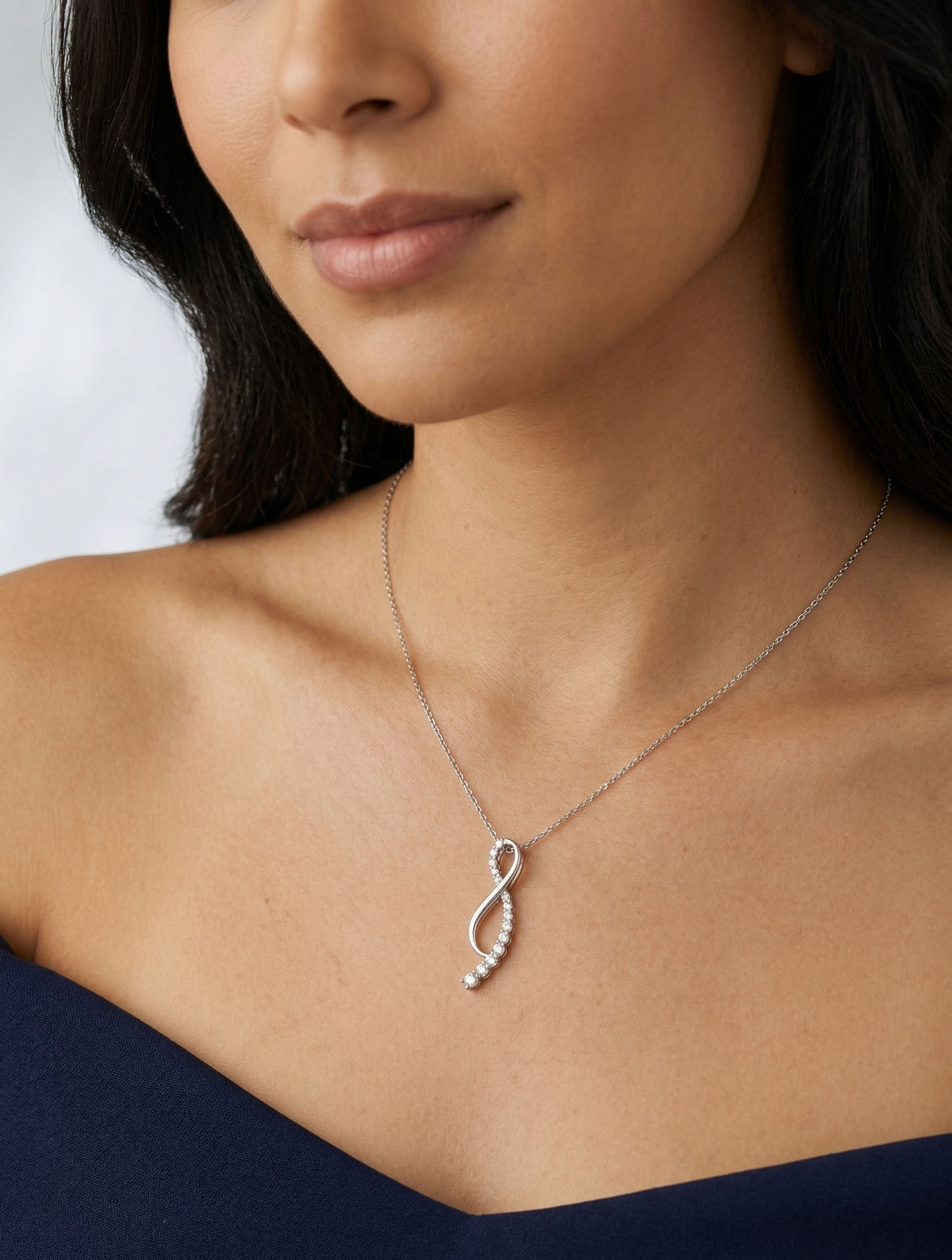 Infinity Wave Moissanite Pendant Necklace | Solid S925 Sterling Silver