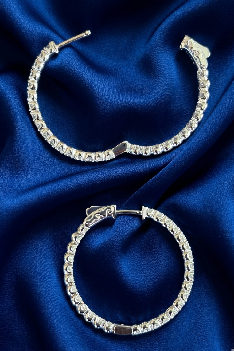 Moissanite Hoop Earrings – S925 Sterling Silver | Classic Sparkling Hoops (8.09g)