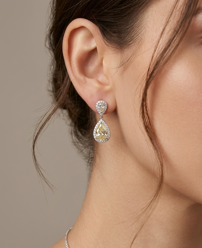 Dazzling Double Pear Moissanite Drop Earrings in S925 Sterling Silver
