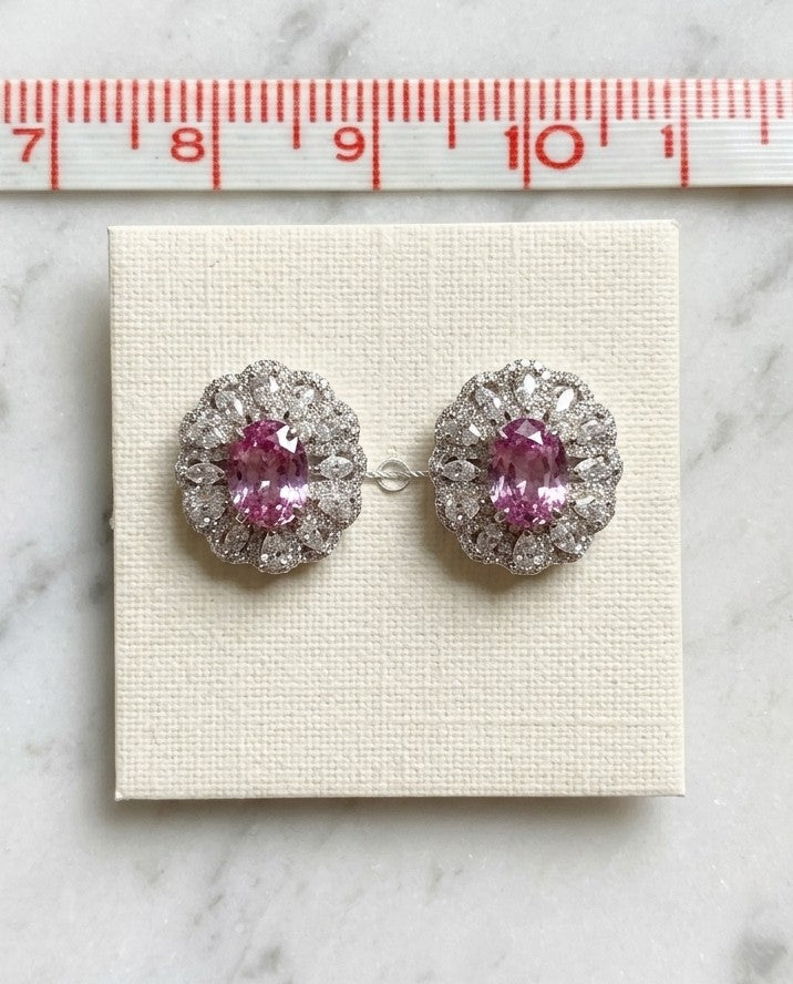 Blushing Elegance: S925 Sterling Silver Lab Morganite & Moissanite Halo Set