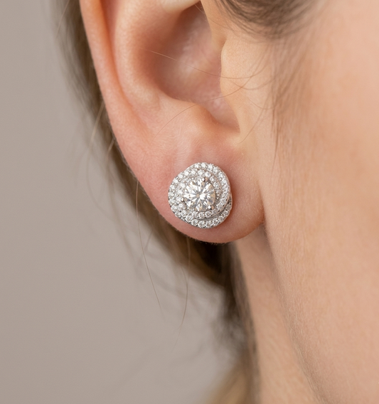 Vintage-Inspired Moissanite Swirl Stud Earrings | Solid S925 Sterling Silver