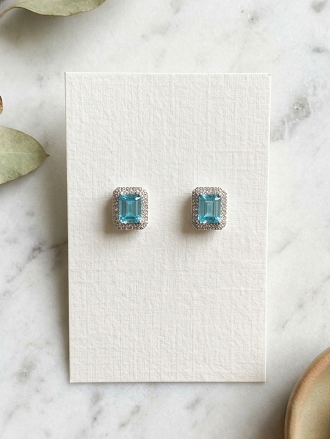 Serene Sparkle: S925 Sterling Silver Sky Blue Moissanite Stud Earrings (With Certificate)