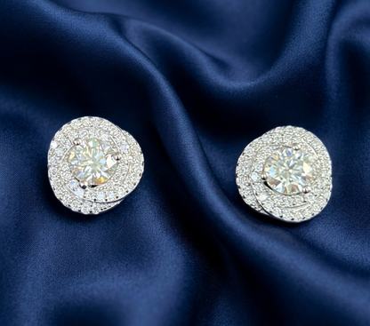 Vintage-Inspired Moissanite Swirl Stud Earrings | Solid S925 Sterling Silver