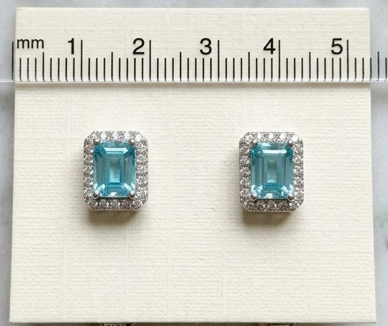 Serene Sparkle: S925 Sterling Silver Sky Blue Moissanite Stud Earrings (With Certificate)