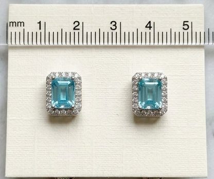 Serene Sparkle: S925 Sterling Silver Sky Blue Moissanite Stud Earrings (With Certificate)