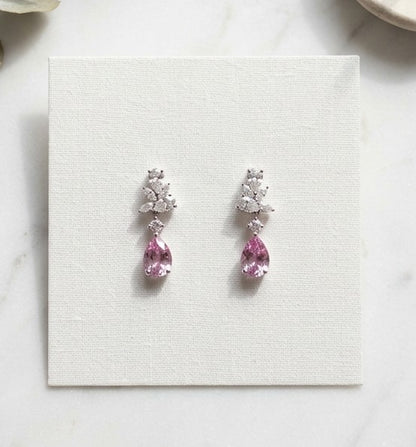Romantic Elegance: S925 Sterling Silver Lab Morganite & Moissanite Drop Earrings (With Certificate)
