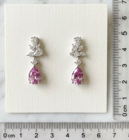 Romantic Elegance: S925 Sterling Silver Lab Morganite & Moissanite Drop Earrings (With Certificate)