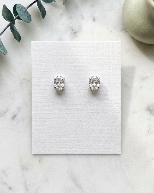 Modern Minimalist Elegance: S925 Sterling Silver Oval High Carbon Diamond Studs