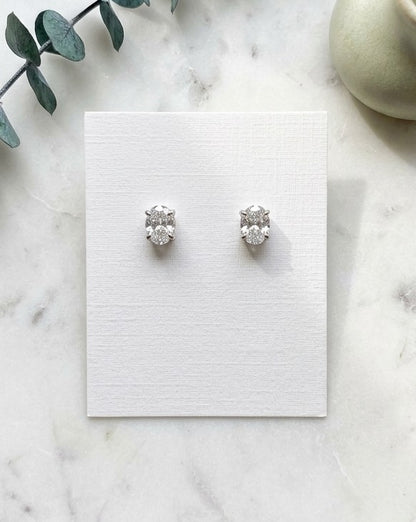 Modern Minimalist Elegance: S925 Sterling Silver Oval High Carbon Diamond Studs