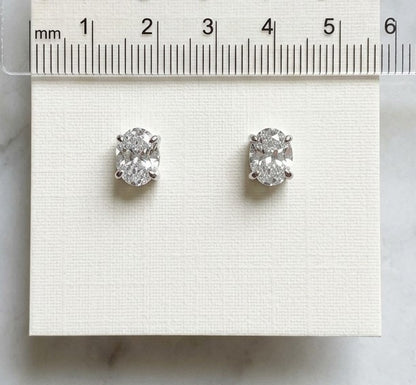 Modern Minimalist Elegance: S925 Sterling Silver Oval High Carbon Diamond Studs