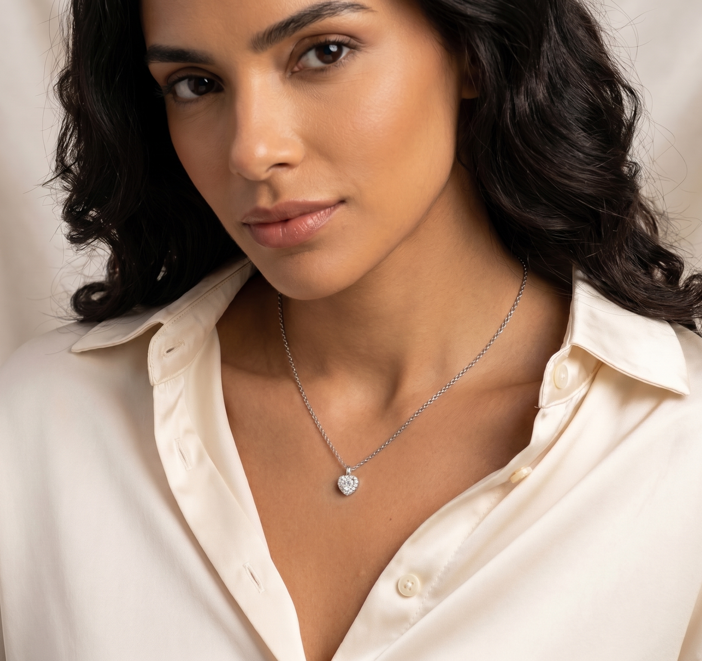 1.2ct Heart Cut Moissanite Halo Necklace | Solid S925 Sterling Silver