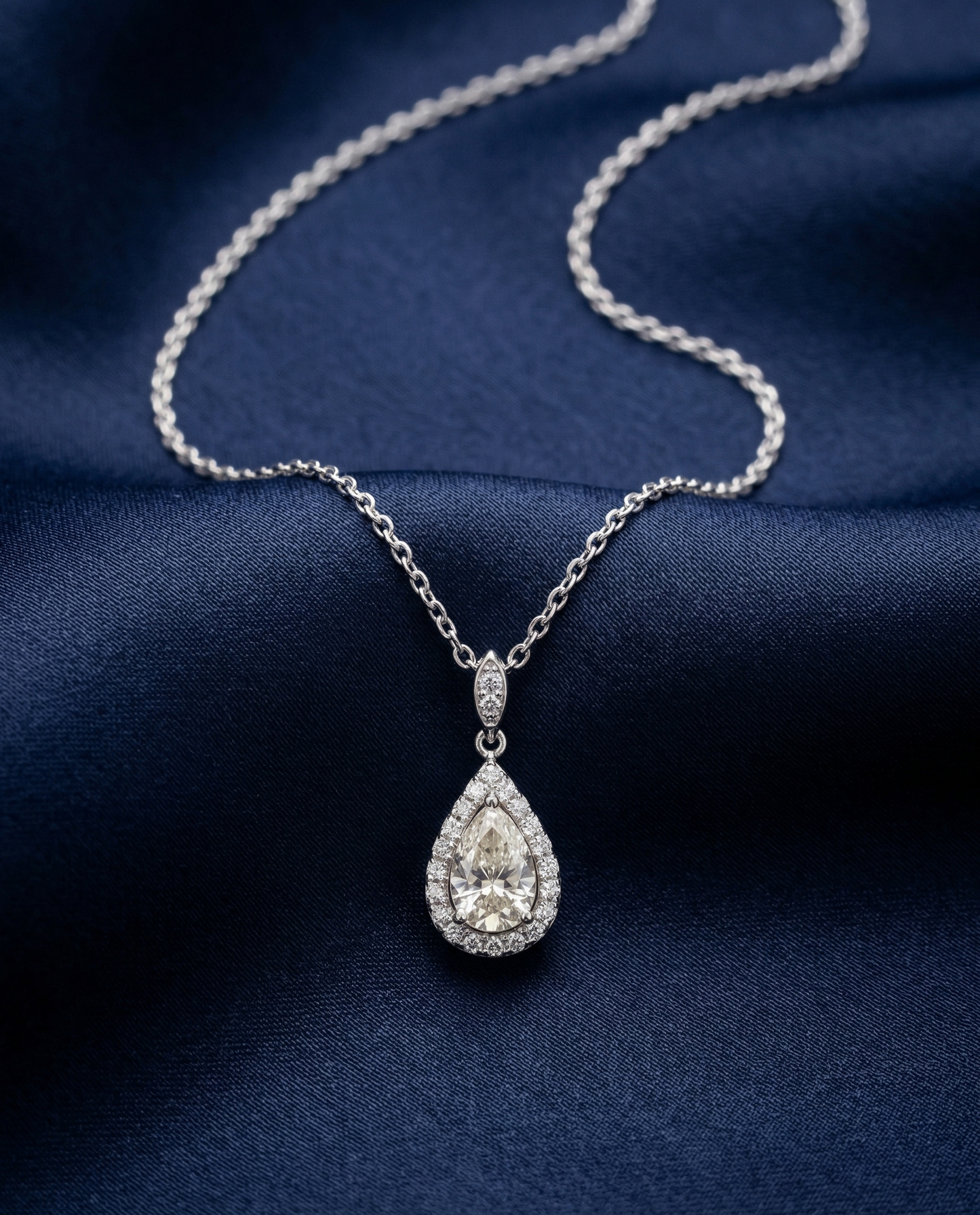 1.5ct Pear Cut Moissanite Teardrop Necklace | Solid S925 Sterling Silver