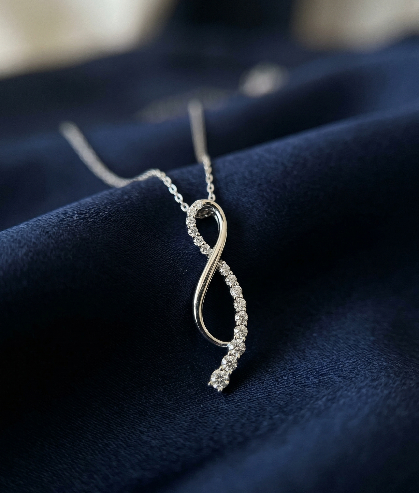 Infinity Wave Moissanite Pendant Necklace | Solid S925 Sterling Silver