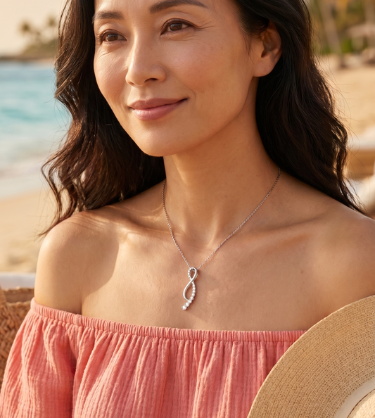 Infinity Wave Moissanite Pendant Necklace | Solid S925 Sterling Silver