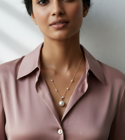 Freshwater Mabe Pearl Pendant Necklace | Gold Vermeil Sterling Silver Chain