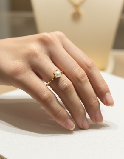 Elegant S925 Sterling Silver Freshwater Pearl Ring