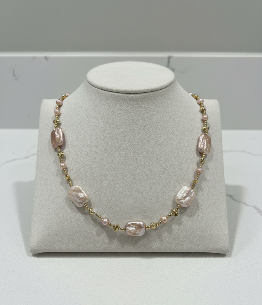 Baroque Pearl Necklace | Iridescent Freshwater Pearls, Elegant Handmade Jewelry