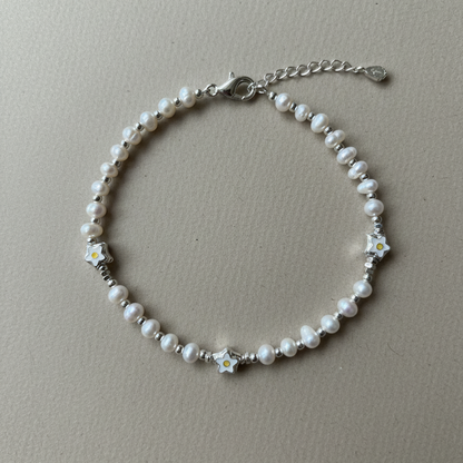 Freshwater Pearl & White Agate Bracelet – Elegant Handmade Jewelry