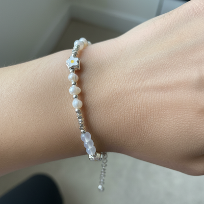 Freshwater Pearl & White Agate Bracelet – Elegant Handmade Jewelry