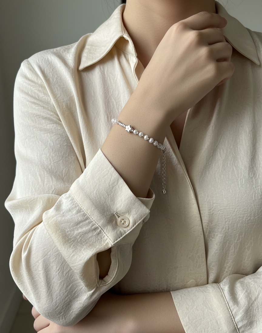 Freshwater Pearl & White Agate Bracelet – Elegant Handmade Jewelry