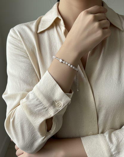 Freshwater Pearl & White Agate Bracelet – Elegant Handmade Jewelry