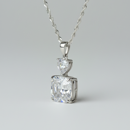 S925 Sterling Silver Necklace with Artificial Color Treasure Pendant