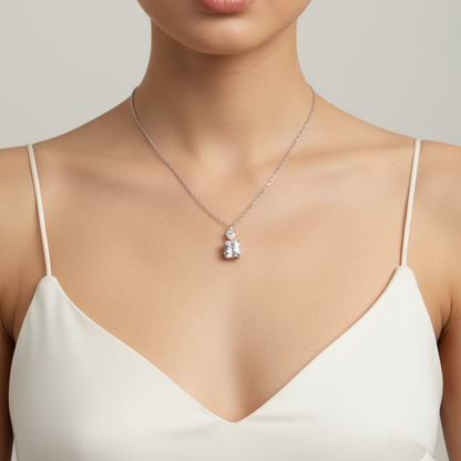 S925 Sterling Silver Necklace with Artificial Color Treasure Pendant