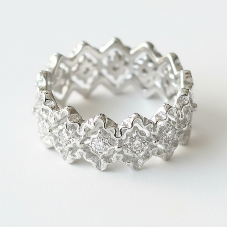 S925 Sterling Silver Geometric Zircon Ring